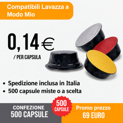 Set promozionale di capsule Lavazza A Modo Mio — 500 capsule a 69 euro, spedizione inclusa in Italia
