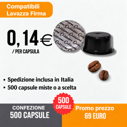 Set promozionale di capsule Lavazza Firma — 500 capsule a 69 euro, spedizione inclusa in Italia