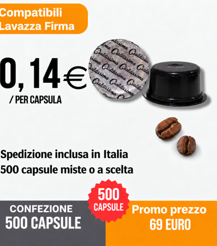 Set promozionale di capsule Lavazza Firma — 500 capsule a 69 euro, spedizione inclusa in Italia