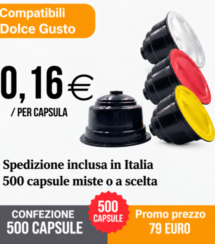 Set promozionale di capsule Dolce Gusto — 500 capsule a 79 euro, spedizione inclusa in Italia